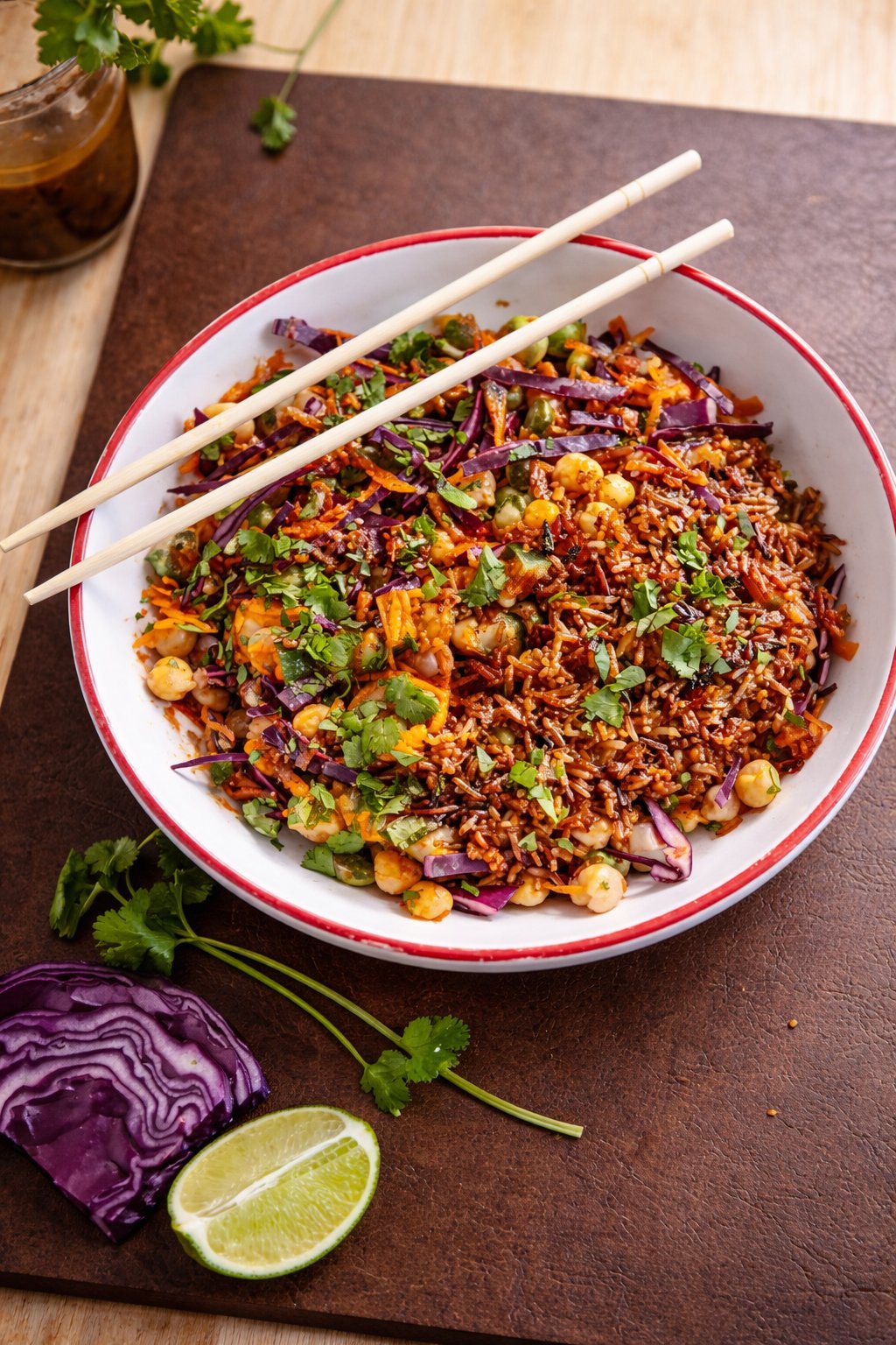 Salade croquante asiatique aux pois chiches & riz doré