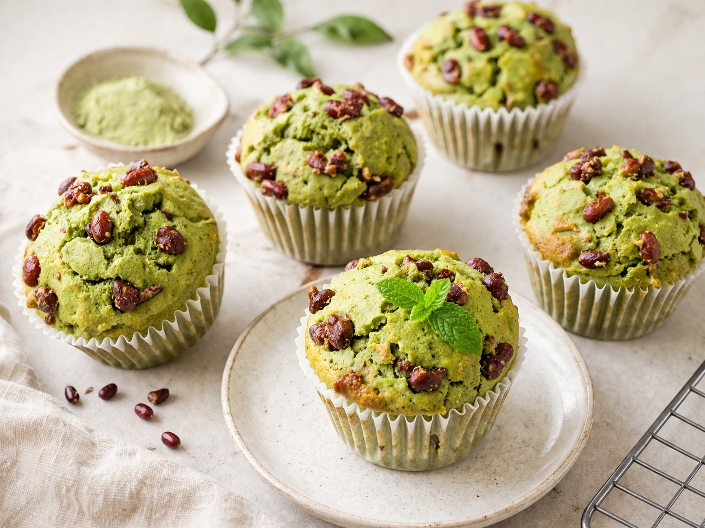 Muffins collation au matcha et pistaches
