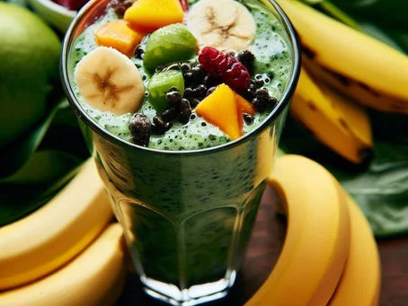 Smoothie aux fruits et épinards